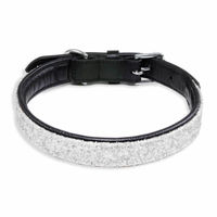 Produktbild von Monkimau Hundehalsband aus Leder schwarz mit weißen Pailletten XS - 1 Stk.