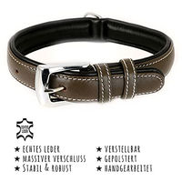 Produktbild von Monkimau Hundehalsband aus Leder weich gepolstert braun XS
