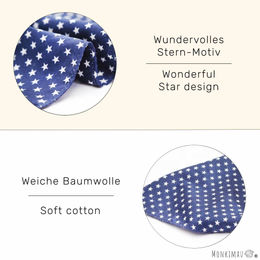 Monkimau Hundehalstuch aus Baumwolle Blau mit Sternen - 1 Stk. – Bild 1 von 4
