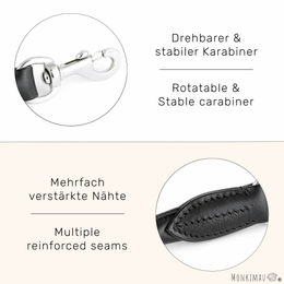 Monkimau Hundeleine aus Leder Schwarz 12mm x 1m für mittelgroße Hunde - 1 Stk. – Bild 1 von 4