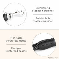 Produktbild von Monkimau Hundeleine aus Leder Schwarz 12mm x 1m für mittelgroße Hunde - 1 Stk.