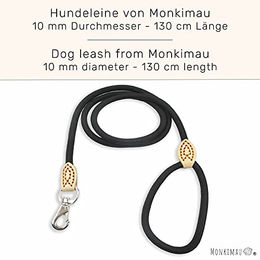 Monkimau Hundeleine aus Nylon mit Leder für mittelgroße Hunde Schwarz – Bild 1 von 3