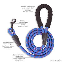 Produktbild von Monkimau Hundeleine aus Nylon mit reflektierenden Streifen für große Hunde Blau 1,5m