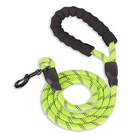 Produktbild von Monkimau Hundeleine aus Nylon mit reflektierenden Streifen für große Hunde, grün, 1,5 m