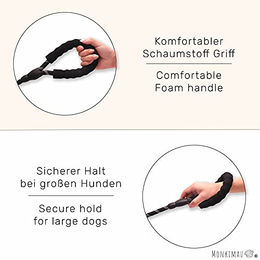 Monkimau Hundeleine aus Nylon mit reflektierenden Streifen für große Hunde in Rot – Bild 1 von 3