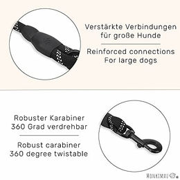 Monkimau Hundeleine aus Nylon mit reflektierenden Streifen für große Hunde Orange 1,5m – Bild 1 von 3
