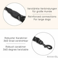 Produktbild von Monkimau Hundeleine aus Nylon mit reflektierenden Streifen für große Hunde Schwarz 1,5m