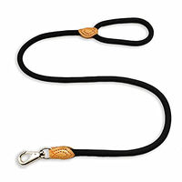 Produktbild von Monkimau Hundeleine aus Nylon und Leder für mittelgroße Hunde Schwarz 130 cm