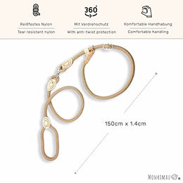 MONKIMAU Hundeleine und Zugstopp Halsband Set für große Hunde aus Nylon in Beige - 150 cm – Bild 1 von 2