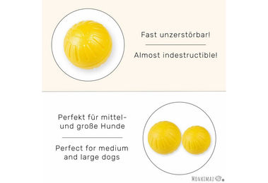 Monkimau Hundespielzeug Ball aus Kunststoff Gelb für große Hunde - 1 Stk. – Bild 1 von 2