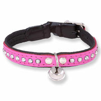 Produktbild von Monkimau Katzenhalsband aus Leder mit Glöckchen und Strasssteinen - 1 Stk.