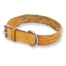 Monkimau Lederhalsband für Hunde geflochten Beige XS - 1 Stk. – Bild 1 von 7