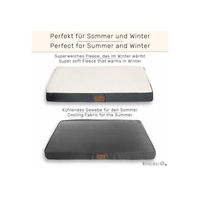Produktbild von Monkimau Orthopädisches Hundebett für mittelgroße Hunde aus Oxford-Gewebe Grau Beige Größe M 75 x 50 x 8 cm