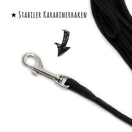 MONKIMAU Schleppleine für Hunde aus Nylon mit Handgriff Schwarz wasserabweisend - 10 m – Bild 1 von 3