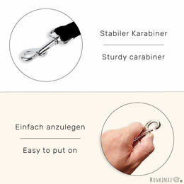 Monkimau Schleppleine für Hunde aus Nylon wasserabweisend in Rosa oder Schwarz – Bild 1 von 6