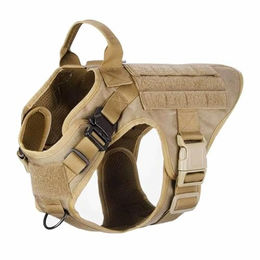 Monkimau Taktische Hundeweste Harness aus Nylon, Wasserdichtes und Gepolstertes Sicherheitsgeschirr für Hund, Beige Schwarz, Größe M – Bild 1 von 1