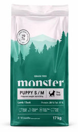 Monster Dog Getreidefreies Welpen Trockenfutter für kleine und mittlere Rassen mit Lamm und Ente 17kg – Bild 1 von 1