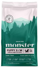 Monster Dog Getreidefreies Welpentrockenfutter für kleine und mittlere Rassen mit Lamm und Ente 2kg – Bild 1 von 1