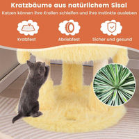 Produktbild von Monster Dog Kratzbaum für Katzen mit 2 Katzenhöhlen in Rosa und Gelb 93cm hoch