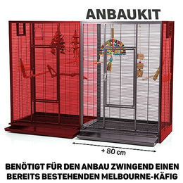 Montana Cages Anbaukit für New Melbourne I und II Voliere für Vögel in Antik Rot aus Metall – Bild 1 von 4
