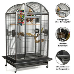 Montana Cages Castell Nova Dome Papageienvoliere aus Edelstahl in Antik 120 x 95 x 196 cm – Bild 1 von 11