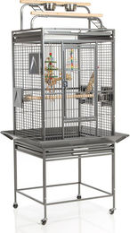 Montana Cages Finca Play Vogelvoliere für Papageien und Großsittiche in Antik Grau aus Metall L 77 x B 71 x H 165 cm – Bild 1 von 13