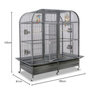 Produktbild von Montana Cages Palace II Platinum XXL Papageienvoliere mit Trennwand in Hammerschlag-Optik 184 x 101 x 179 cm