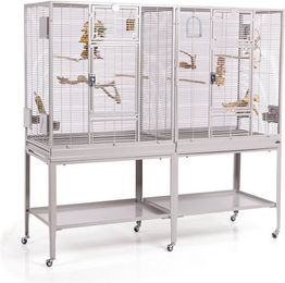 Montana Cages Premium Vogelkäfig New Madeira Double Platinum Edition aus Holz für Wellensittiche und Kanarienvögel ca. 165 x 54 x 155 cm – Bild 1 von 9