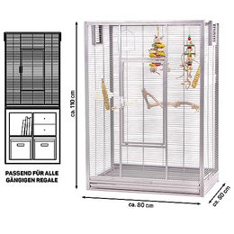 Montana Cages Premium Vogelvoliere New Melbourne I für Wellensittiche aus Metall in Silber/Grau 80 x 50 x 110 cm – Bild 1 von 7