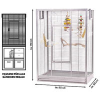 Produktbild von Montana Cages Premium Vogelvoliere New Melbourne I für Wellensittiche aus Metall in Silber/Grau 80 x 50 x 110 cm
