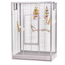 Montana Cages Vogelkäfig Melbourne 80 Platinum erweiterbare Voliere für Wellensittiche aus Metall in Silber und Weiß – Bild 1 von 9