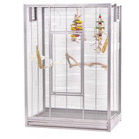 Produktbild von Montana Cages Vogelkäfig Melbourne 80 Platinum erweiterbare Voliere für Wellensittiche aus Metall in Silber und Weiß