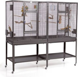 Montana Cages Vogelkäfig New Madeira Double Antik aus Holz für Wellensittiche ca. 165 x 56 x 158 cm – Bild 1 von 13