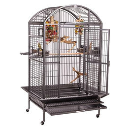 Montana Cages Vogelvoliere Hacienda Dome Antik Edition für Papageien inkl. Anflugklappe und Edelstahlnäpfen 91 x 71 x 165 cm – Bild 1 von 4