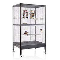 Produktbild von Montana Cages Vogelvoliere Happy Home 99B Antik-Platinum großer Vogelkäfig für Wellensittiche und Papageien mit Holzstangen und Futternäpfen 99 x 71 x 170 cm
