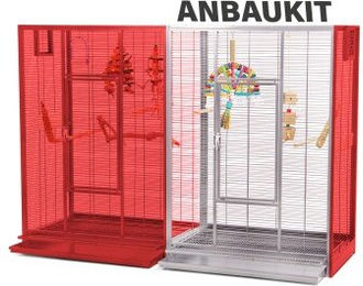 Montana Cages Voliere Anbaukit New Melbourne für Wellensittiche und Zebrafinken in Rot – Bild 1 von 3