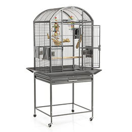 Montana Cages Voliere Finca Dome Käfig mit Rundbogendach für Papageien und Sittiche in Antik Braun/Silber – Bild 1 von 5