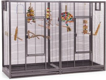 Montana Cages Voliere New Melbourne II Antik Grau Metall Vogelvoliere für Wellensittiche und kleine Papageien 160 x 50 x 110 cm – Bild 1 von 13