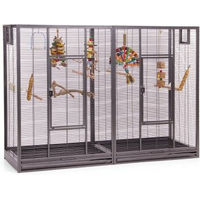 Produktbild von Montana Cages Voliere New Melbourne II Antik Grau Metall Vogelvoliere für Wellensittiche und kleine Papageien 160 x 50 x 110 cm