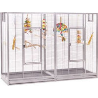 Produktbild von Montana Cages Voliere New Melbourne II Platinum Edition Vogelkäfig für Papageien und Sittiche aus Metall 160 x 50 x 110 cm Silber - 160 cm