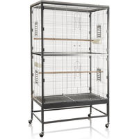 Produktbild von Montana Cages Zimmervoliere Casa 90 Vogelvoliere für Wellensittiche in Grau/Silber Metall 91 x 71 x 160 cm