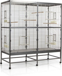 Produktbild von Montana Paradiso 150 Innenvoliere für Papageien und Sittiche aus Metall in Silber Grau L 150 x B 65 x H 161 cm