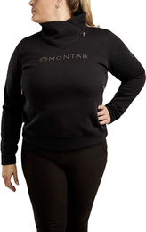 Produktbild von Montar Damen Reit-Sweatshirt mit Stehkragen und Reißverschluss Schwarz XXL aus Baumwolle