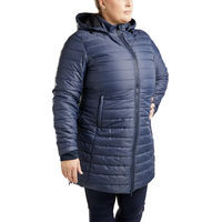 Produktbild von Montar Kately Curve Lange Daunenjacke mit Kapuze für Damen Blau 3XL wasserabweisend