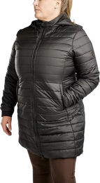 Produktbild von Montar Kately Curve Lange Daunenjacke mit Kapuze für Damen in Schwarz XXL wasserabweisend