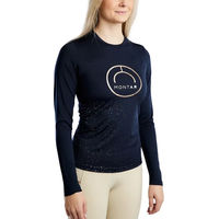 Produktbild von Montar Nille Reitshirt für Damen aus Polyester in Blau und Gold Größe S