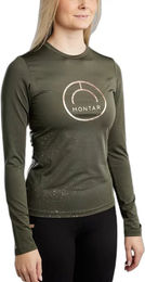 Produktbild von Montar Nille Reitshirt für Damen aus Polyester in Grün und Gold Größe S