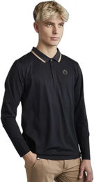 Produktbild von Montar Reit-Poloshirt mit langen Ärmeln für Herren in Schwarz Größe L