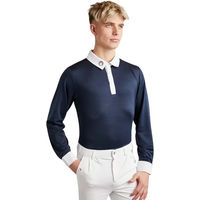 Produktbild von Montar Reit-Poloshirt mit langen Ärmeln für Herren in Weiß und Blau