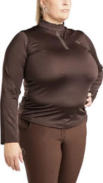 Produktbild von Montar Reitshirt Polo mit langen Ärmeln für Damen in Braun XXL